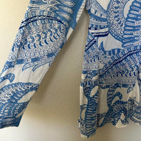 Peck and Peck Women's Blue and White Blouse Size Small Vacation Summer Beach - Picture 3 of 7